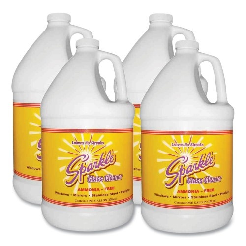 Sparkle Glass Cleaner, 1 Gal Bottle Refill, 4/Carton