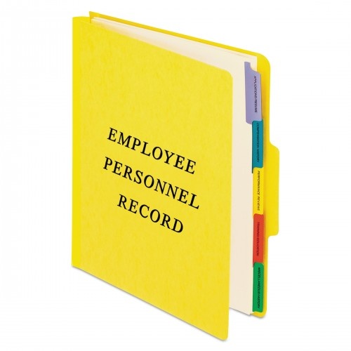 Pendaflex Vertical-Style Personnel Folders - 2" Expansion, 5 Dividers, 2 Fasteners, Letter Size, Yellow Exterior