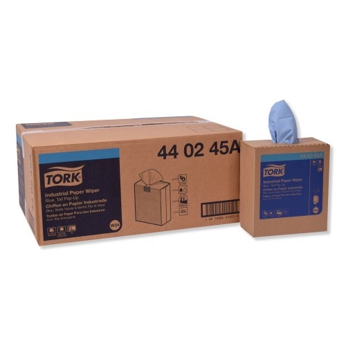 Tork Industrial Paper Wiper, 4-Ply, 8.54 X 16.5, Unscented, Blue, 90 Towels/Box, 10 Boxes/Carton