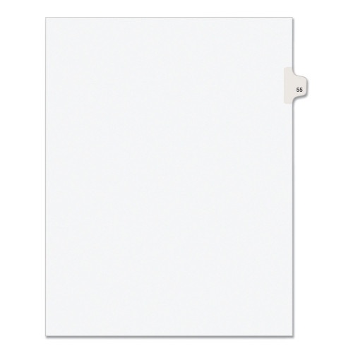 Preprinted Legal Exhibit Side Tab Index Dividers, Avery Style, 10-Tab, 55, 11 x 8.5, White, 25/Pack