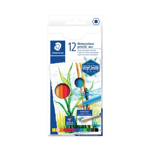 Staedtler Watercolor Pencils, 2.9 mm, HB (#2), Assorted Lead/Barrel Colors, 12/Pack