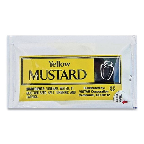 Vistar Condiment Packets, Mustard, 0.16 Oz Packet, 200/Carton