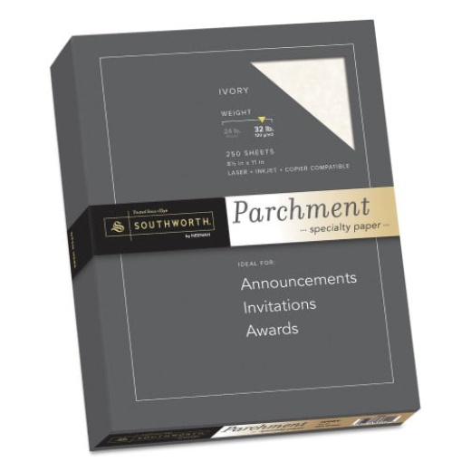 Southworth Parchment Specialty Paper, 32 Lb Bond Weight, 8.5 X 11, Ivory, 250/Pack