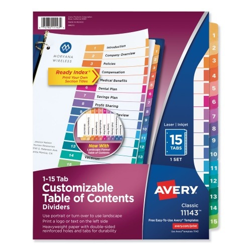 Avery Customizable TOC Ready Index Multicolor Tab Dividers