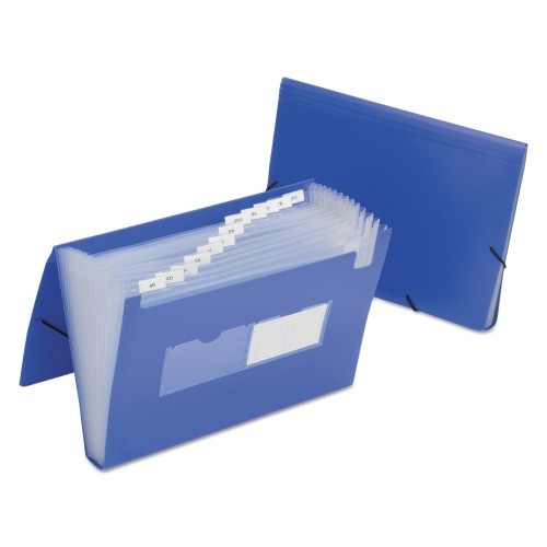 Abilityone 753001 Skilcraft 1.25" Expansion File Folder, 12 Sections, Elastic Cord Closure, Straight Tab, Letter Size, Blue