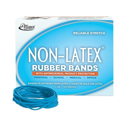 Alliance Antimicrobial Non-Latex Rubber Bands, Size 33, 0.04" Gauge, Cyan Blue, 4 Oz Box, 180/Box