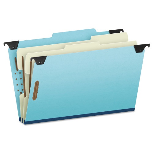 Pendaflex Hanging Classification Folders with Dividers, Legal Size, 2 Dividers, 2/5-Cut Exterior Tabs, Blue
