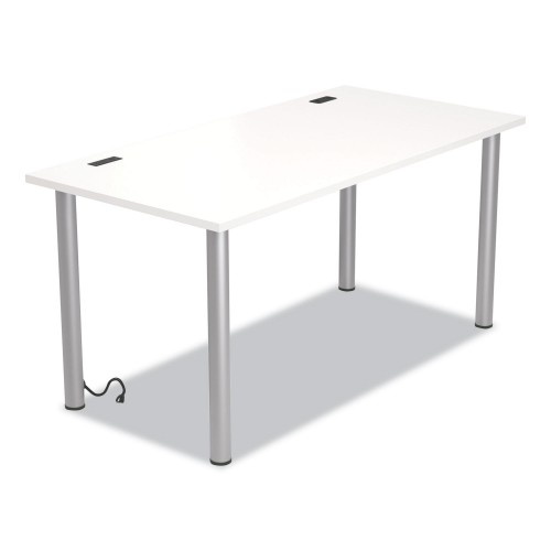 Union & Scale Essentials Writing Table-Desk with Integrated Power Management