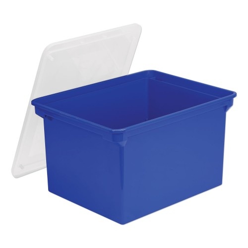 Storex Plastic File Tote - Letter/Legal Files, 18.5" x 14.25" x 10.88", Blue/Clear