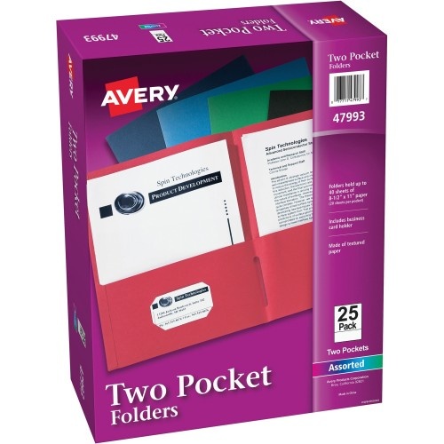 Avery Letter Pocket Folder - 2 Interior Pockets for Storage and Organization