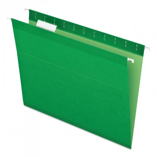 Pendaflex Colored Reinforced Hanging Folders, Letter Size, 1/5-Cut Tabs, Bright Green, 25/Box