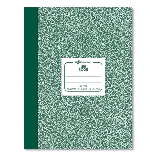 National Paper Composition Lab Notebook, Quadrille Rule, Green Cover, 10.13 X 7.88 Sheets