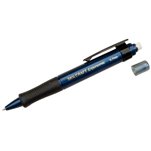AbilityOne 752001 Skilcraft Ergonomic Mechanical Pencil, 0.7 mm, HB (#2.5), Black Lead, Blue Barrel, 6/Box