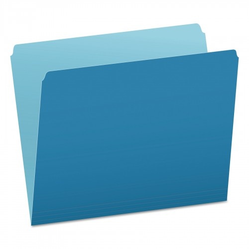 Pendaflex Colored File Folders, Straight Tabs, Letter Size, Blue/Light Blue, 100/Box