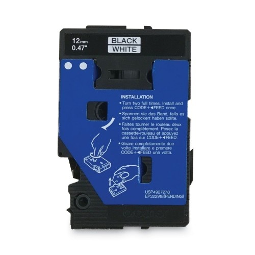 Brother Tc Tape Cartridges For P-Touch Labelers - 0.5" x 25.2 Ft, Black On White, 2/Pack