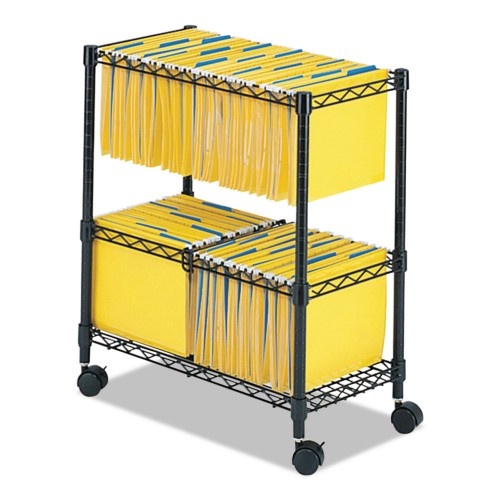 Safco Two-Tier Rolling File Cart, Metal, 3 Bins, Black