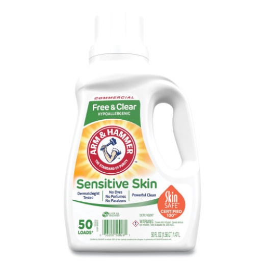Arm & Hammer He Compatible Liquid Detergent, Unscented, 50 Loads, 50 Oz Bottle, 8/Carton