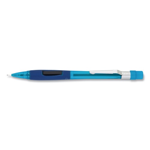 Pentel Quicker Clicker Mechanical Pencil, 0.5 Mm, Hb (#2.5), Black Lead, Transparent Blue Barrel