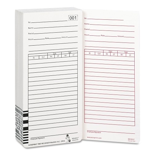 Time Clock Cards for Acroprint ES1000