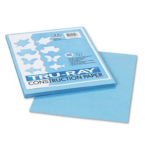 Pacon Tru-Ray Construction Paper, 76 lb Text Weight, 9 x 12, Sky Blue, 50/Pack