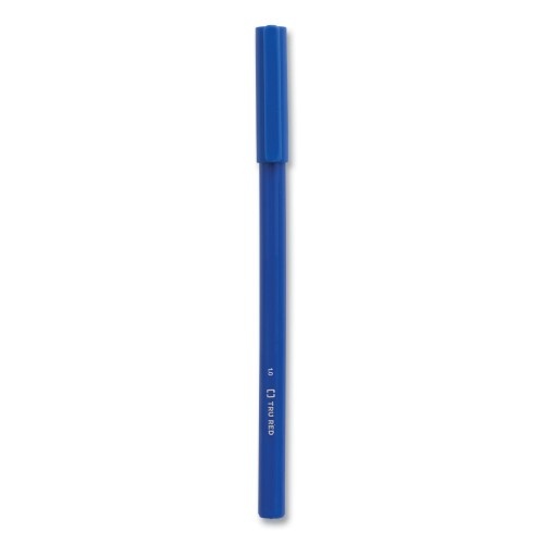 Tru Red Ballpoint Pen, Stick, Medium 1 mm, Blue Ink, Blue Barrel, Dozen