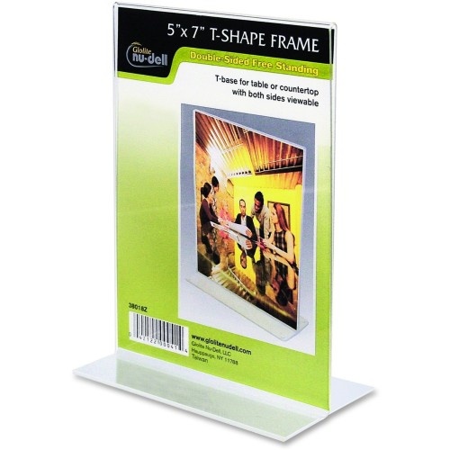 Nu-Dell Double-Sided Sign Holder - Clear Plastic Desk Accessory