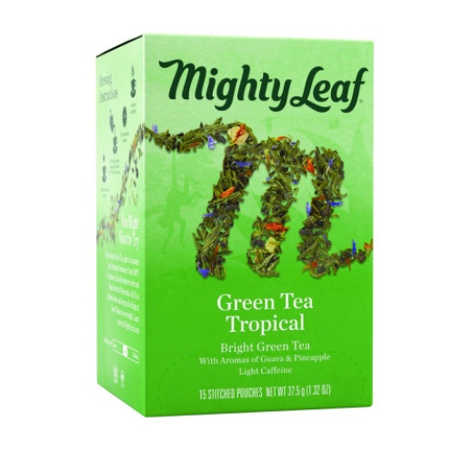 Mighty Leaf Tea Whole Leaf Tea Pouches, Green Tea Tropical, 15/Box