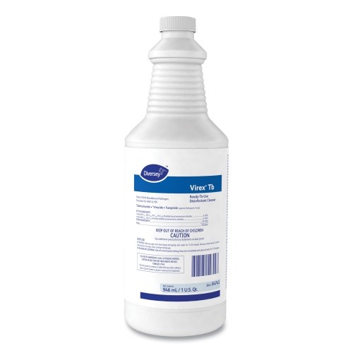 Diversey Virex Tb Disinfectant Cleaner - Lemon Scent, Liquid, 32 Oz Bottle, 12/Carton