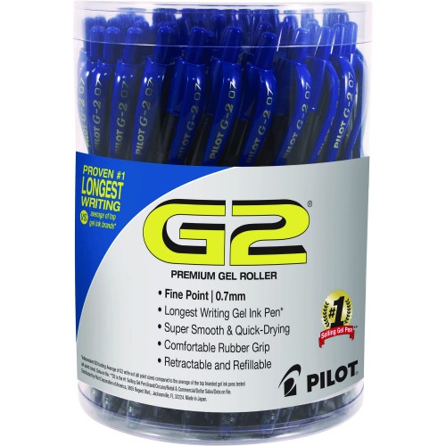 Pilot G2 Premium Gel Pen Convenience Pack, Retractable, Fine 0.7 mm, Blue Ink, Blue Barrel