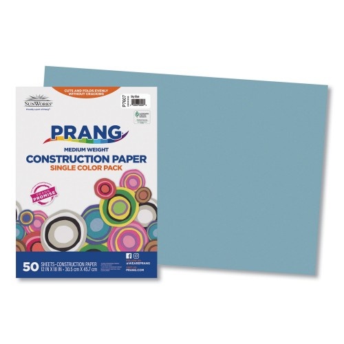 Prang Sunworks Construction Paper - 50 Lb Text Weight, 12 x 18, Sky Blue, 50/Pack