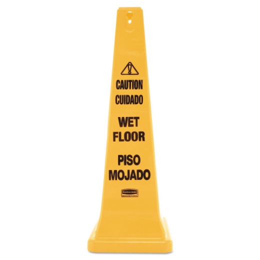 Rubbermaid Commercial Multilingual Wet Floor Safety Cone, 12.25 x 12.25 x 36