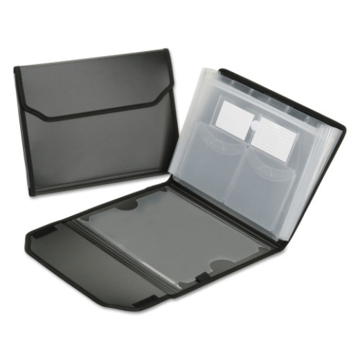 AbilityOne 753001 Skilcraft Expanding Files, 1" Expansion, 7 Sections, Elastic Cord Closure, Straight Tabs, Letter Size, Black