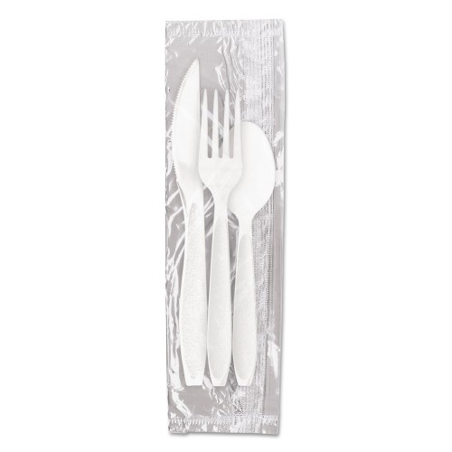 Solo Reliance Mediumweight Cutlery Kit, Knife/Fork/Spoon, White, 500 Kits/Carton