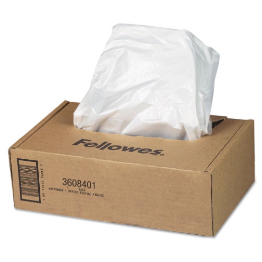 Fellowes Shredder Waste Bags, 32-38 Gal Capacity, 50/Carton