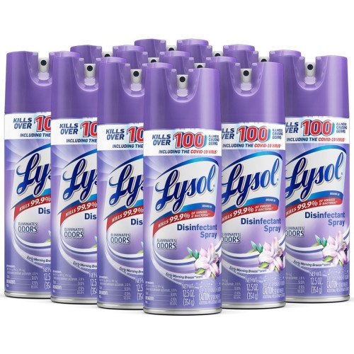 Lysol Disinfectant Spray, Early Morning Breeze, 12.5 Oz Aerosol Spray, 12/Carton