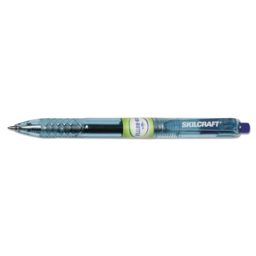 AbilityOne 752001 SKILCRAFT Eco-Bottle Gel Pen, Retractable, Medium 0.7 mm, Blue Ink, Translucent Blue Barrel, Dozen