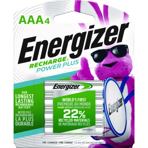 Energizer NiMH Rechargeable AAA Batteries, 1.2 V, 4/Pack