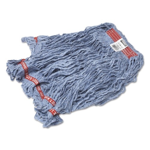 Rubbermaid Commercial Swinger Loop Wet Mop Heads, Cotton/Synthetic, Blue, Large, 6/Carton