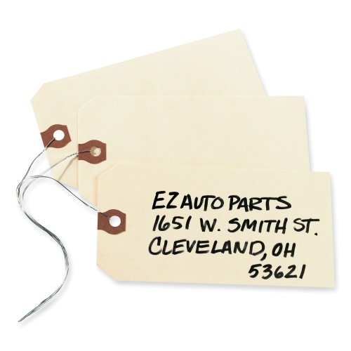 Avery Double Wired Shipping Tags, 11.5 Pt Stock, 5.25 x 2.63, Manila, 1,000/Box