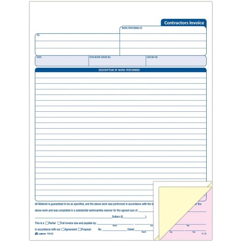 Adams Contractor's Invoice Book - TOPS Products TC8122