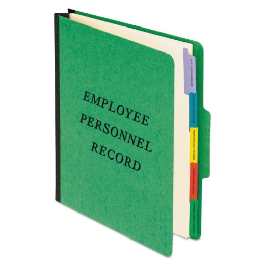 Pendaflex Vertical-Style Personnel Folders, 2" Expansion, 5 Dividers, 2 Fasteners, Letter Size, Green Exterior