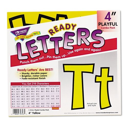 TREND Ready Letters Playful Combo Set, Yellow, 4"H, 216/Set