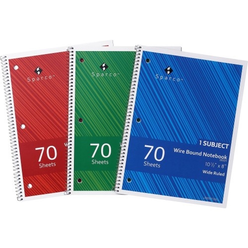 Sparco Wide Ruled Wire-Bound Notebook