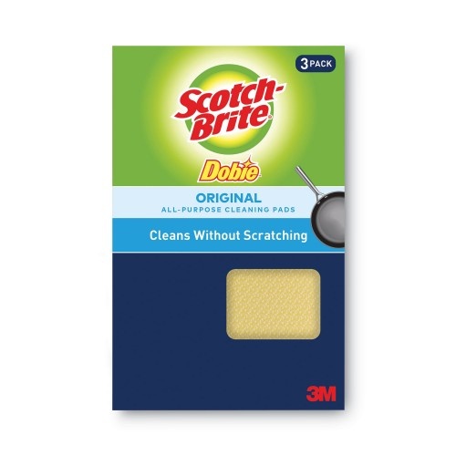 Scotch-Brite Dobie All-Purpose Cleaning Pad - 4.3 X 2.6, 0.5" Thick, Yellow, 3/Pack