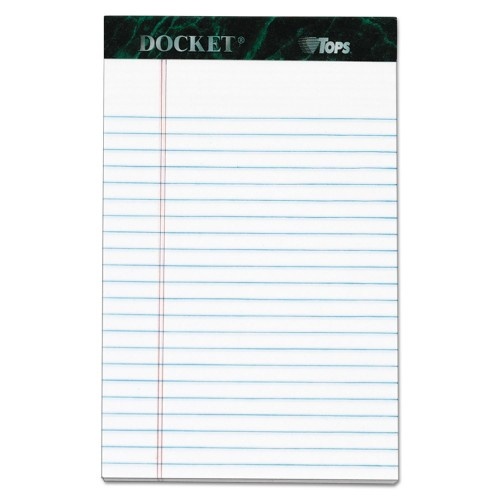 TOPS Docket Ruled Perforated Pads, Narrow Rule, 50 White 5 x 8 Sheets, 6/Pack
