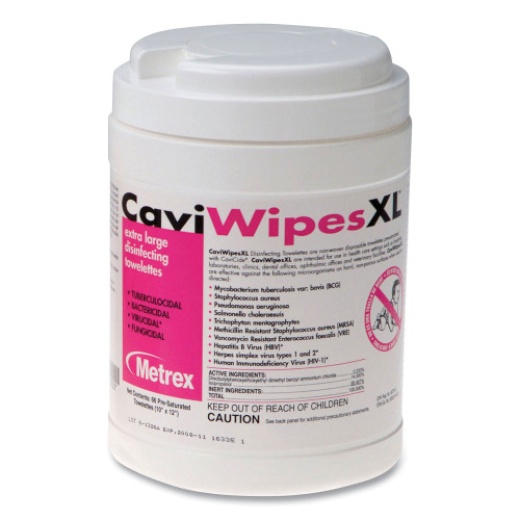 Caviwipes Xl Disinfecting Towelettes, 10 X 12, Fragrance Free, White, 66 Wipes/Canister