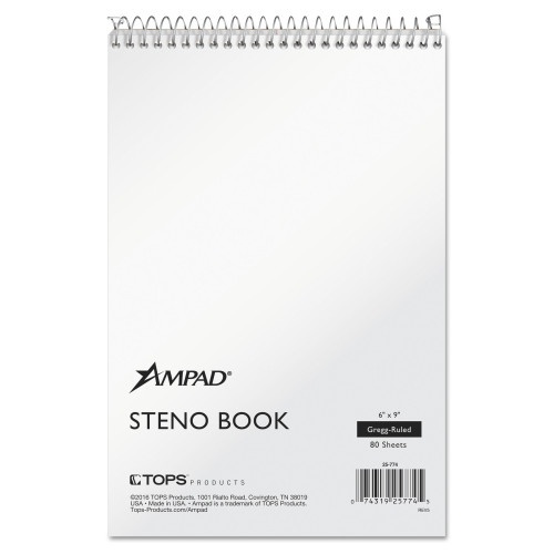 Ampad Steno Pads, Gregg Rule, Tan Cover, 80 White 6 x 9 Sheets