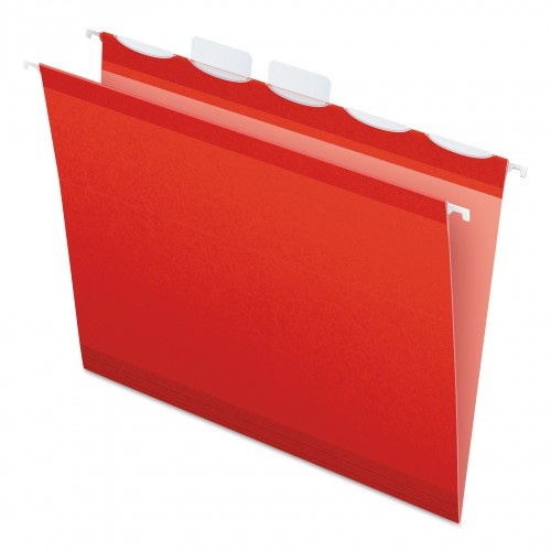 Pendaflex Ready-Tab Colored Reinforced Hanging Folders, Letter Size, 1/5-Cut Tabs, Red, 25/Box