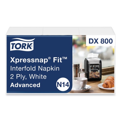 Tork Xpressnap Fit Interfold Dispenser Napkins, 2-Ply, White, 120/Pack, 36 Packs/Carton