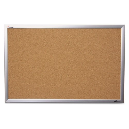 AbilityOne 719501 Skilcraft Quartet Cork Board, 24 x 18, Tan Surface, Silver Anodized Aluminum Frame